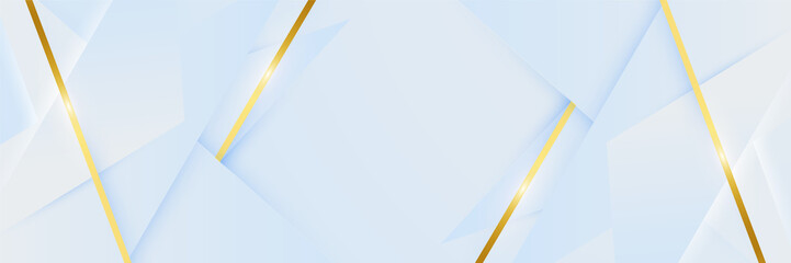 Abstract light blue white and gold banner background. Vector illustration