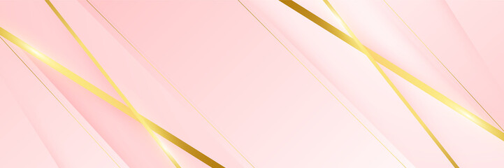 Modern light pink and gold abstract background. Abstract geometric shape pink gold background with light and shadow 3D layered for presentation design.