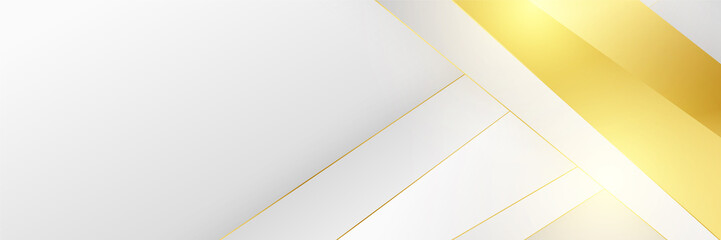 Abstract white and gold banner background. Vector illustration