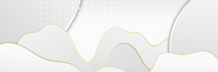 Abstract white and gold banner background. Vector illustration