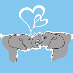 African Elephant making love Vector illustration