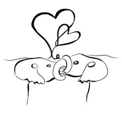African Elephant making love Vector illustration