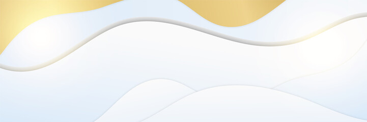 Abstract luxury light blue white and gold banner background. Vector abstract graphic design banner pattern background illustration template.
