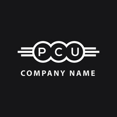 PCU letter logo design on black background. PCU  creative initials letter logo concept. PCU letter design.