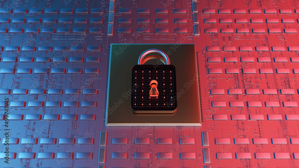 Aufkleber Technology background security concept/Cyber security concept.  Illustrates cyber data security or information privacy idea in mother server is processing the data