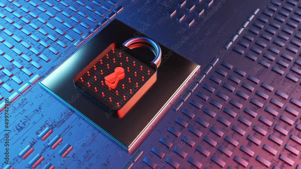 Aufkleber Technology background security concept/Cyber security concept.  Illustrates cyber data security or information privacy idea in mother server is processing the data