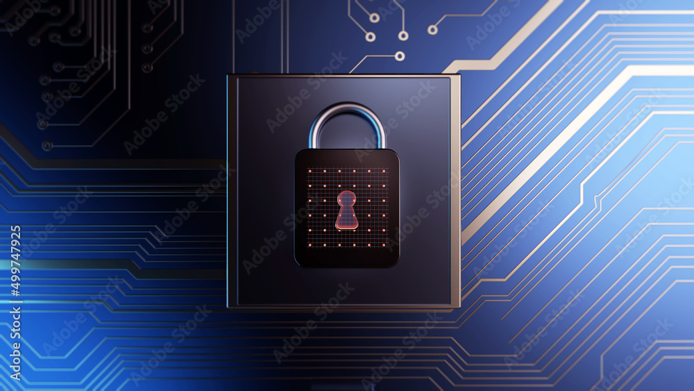 Aufkleber Technology background security concept/Cyber security concept.  Illustrates cyber data security or information privacy idea in mother server is processing the data