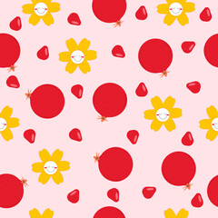 pattern with pomegranate on a white background