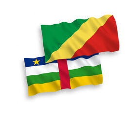 Flags of Central African Republic and Republic of the Congo on a white background
