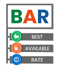 BAR - Best Available Rate, acronym business concept