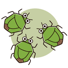 集まってきたカメムシのキャラクター