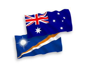 Flags of Australia and Republic of the Marshall Islands on a white background