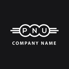 PNU  letter logo design on black background. PNU   creative initials letter logo concept. PNU  letter design.
