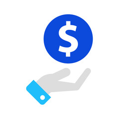 Profit payment icon vector graphic illustration in blue