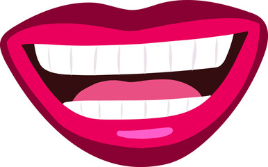 Female mouth expressions in comic style. Different emotions through lips. Mouth smiling.