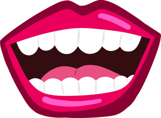 Fototapeta premium Female mouth expressions in comic style. Different emotions through lips. Mouth laughing.