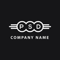 PSD letter logo design on black background. PSD  creative initials letter logo concept. PSD letter design.