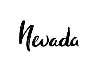 Nevada Lettering. Handwritten name of country. Vector design template.