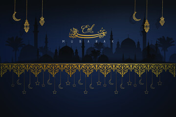 Eid mubarak template background islamic ilustration
