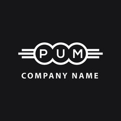 PUM letter logo design on black background. PUM creative initials letter logo concept. PUM letter design. 