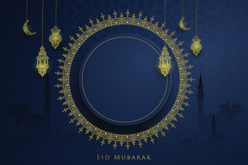 Eid mubarak background ornament for greeting card
