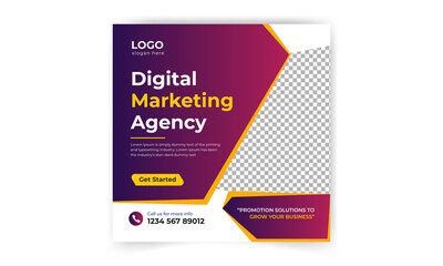 Obraz premium Creative digital business agency social media post template design. Instagram Banner promotion. Corporate advertising.