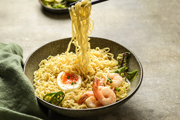noodles with shrimp and egg - Powered by Adobe