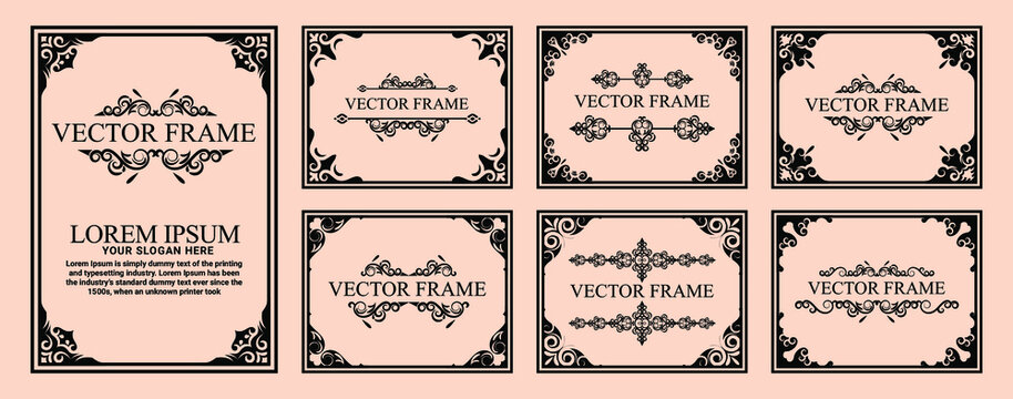 Certificate of achievement template set with Border,Invition,wedding card