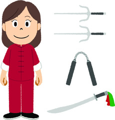 カンフー・太極拳女子のイラスト