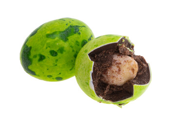 chocolate dragee with nuts isolated