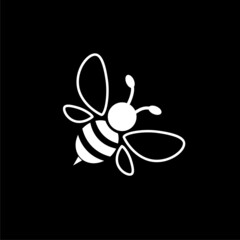 Bee icon isolated on dark background