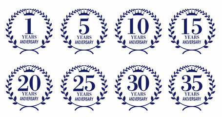 青色の月桂冠・アニバーサリーエンブレムのセット