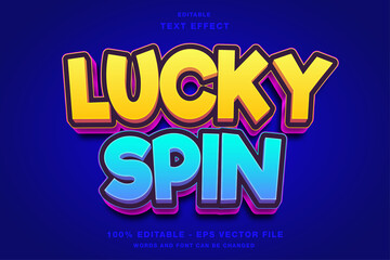 Lucky Spin 3D Game Editable Text Effect - obrazy, fototapety, plakaty