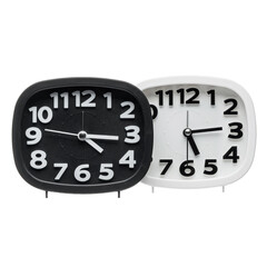 clock with an alarm clock on a white isolated background