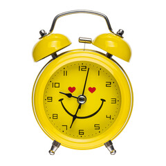 clock with an alarm clock on a white isolated background