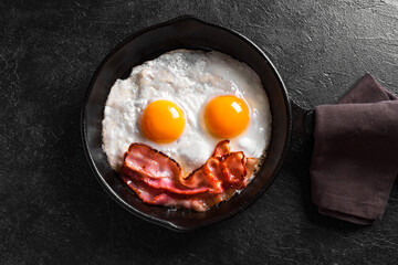Fried eggs and bacon for breakfast