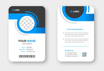 Modern and clean business id card template. professional id card design template with blue color. corporate modern business id card design template. Company employee id card template.