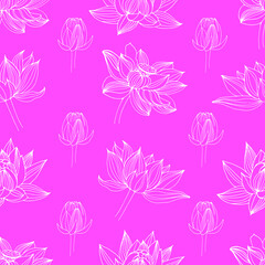 Fototapeta na wymiar vector seamless pattern with line lotus flower