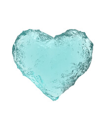 Heart shaped ice isolated on white background. 3D illustration.
