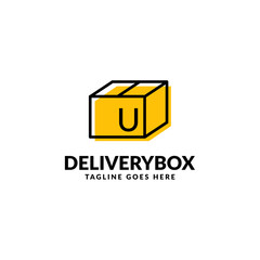 letter U shipping package box vector logo design element