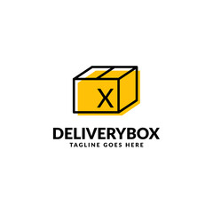 letter X shipping package box vector logo design element