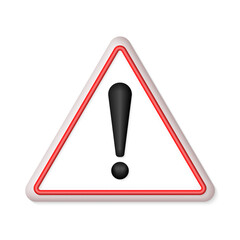 Attention, caution triangle sign with an exclamation mark. Danger, error, hazard or warning 3d icon. Vector illustration.