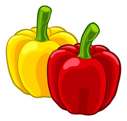 Bell Sweet Peppers Vegetable Cartoon Food
