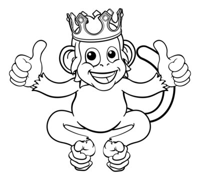 Monkey King Crown Cartoon Animal Giving Thumbs Up