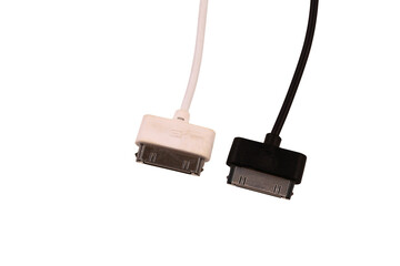 Black and white USB ports. Isolated on white background.