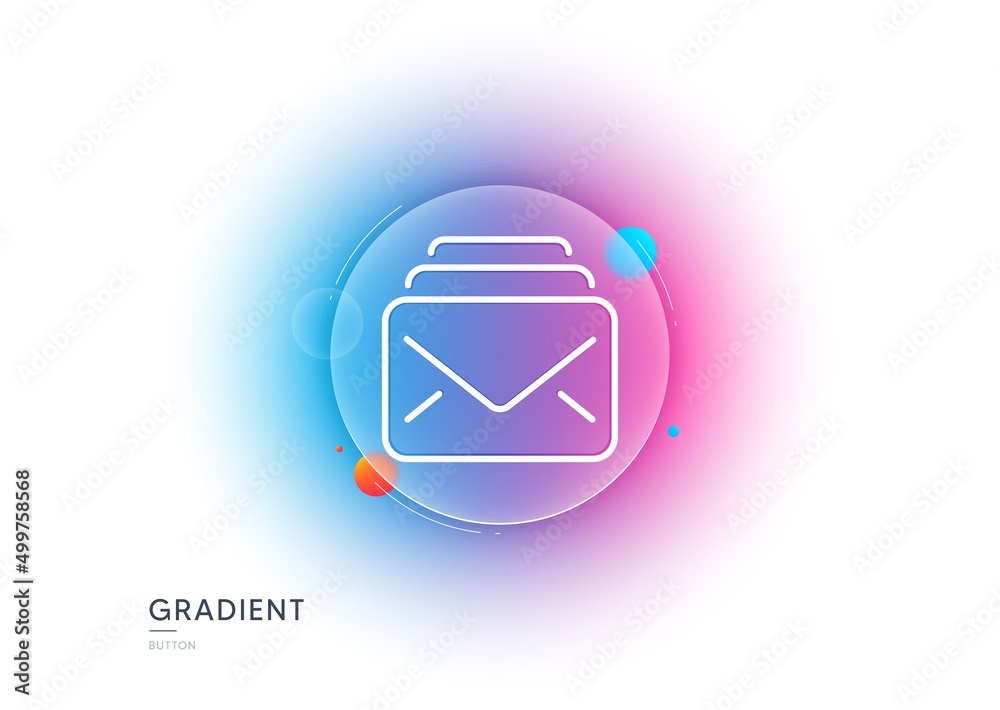 Poster mail line icon. gradient blur button with glassmorphism. new messages correspondence sign. e-mail sy