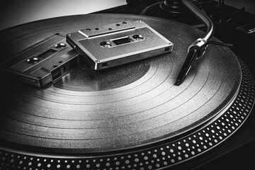 Turntable for playing vinyl records. Analog devices