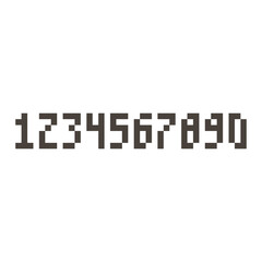 monochrome simple vector flat pixel art set of numbers from one to zero 