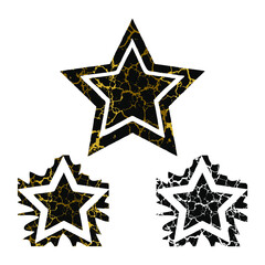 Set of stars with marble texture. Symbol of success. The figure of the system hierarchy.