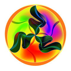 Creative company logo. The colors of the rainbow overlap each other to create depth. Pattern symbol.